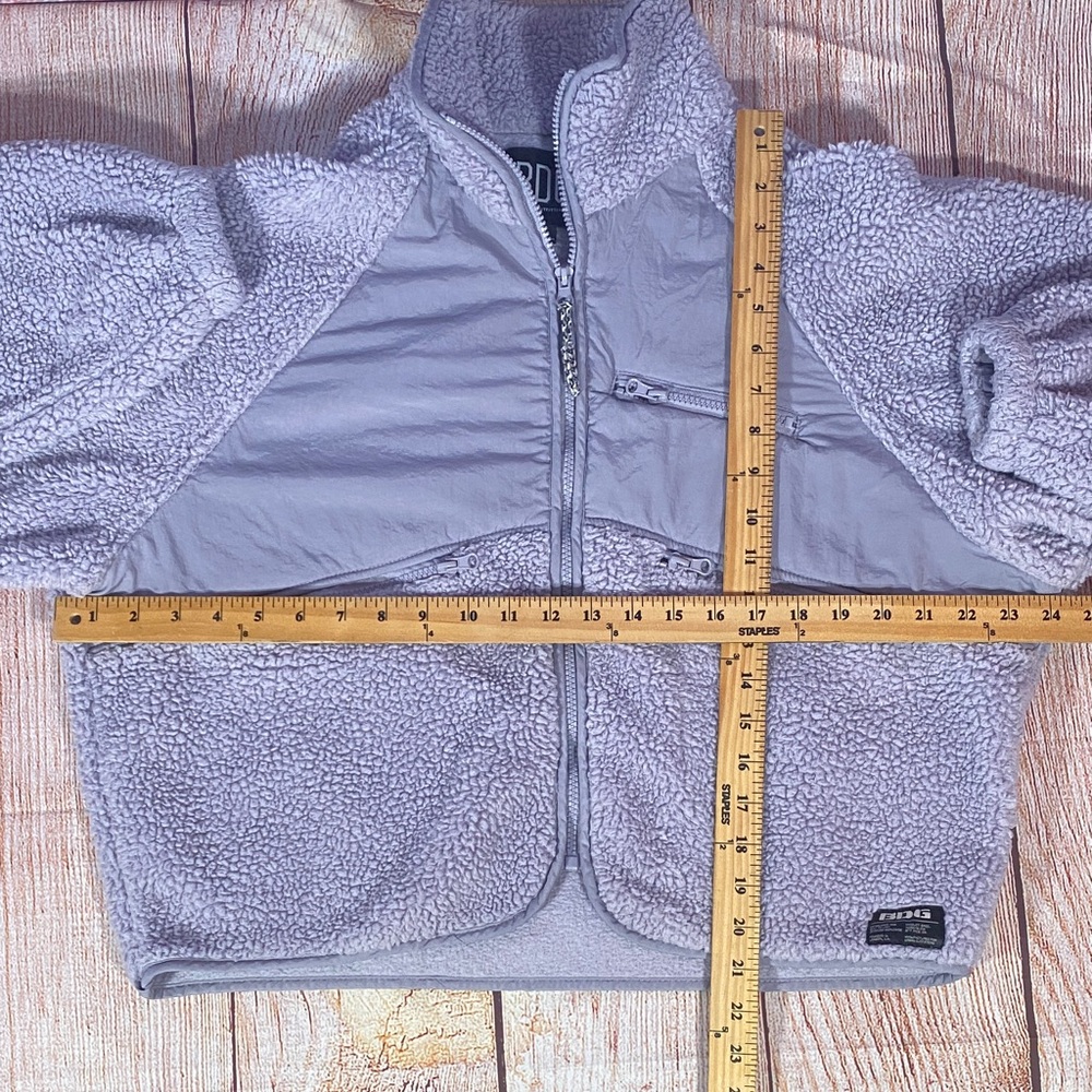 BDG Sherpa Fleece Jacket Small Gray Zip Up - Picture 6 of 11